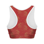 Chinese Koi Fish Pattern Print Women's Sports Bra