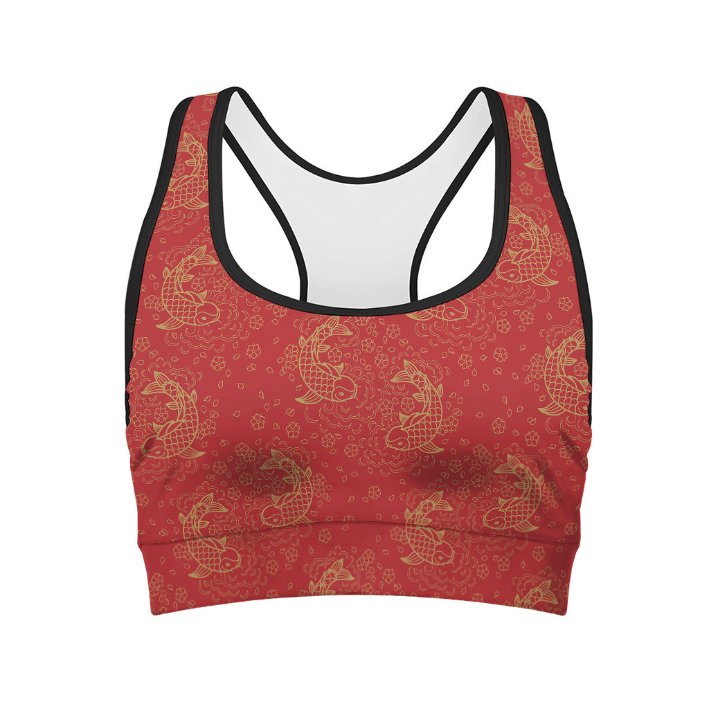 Chinese Koi Fish Pattern Print Women's Sports Bra