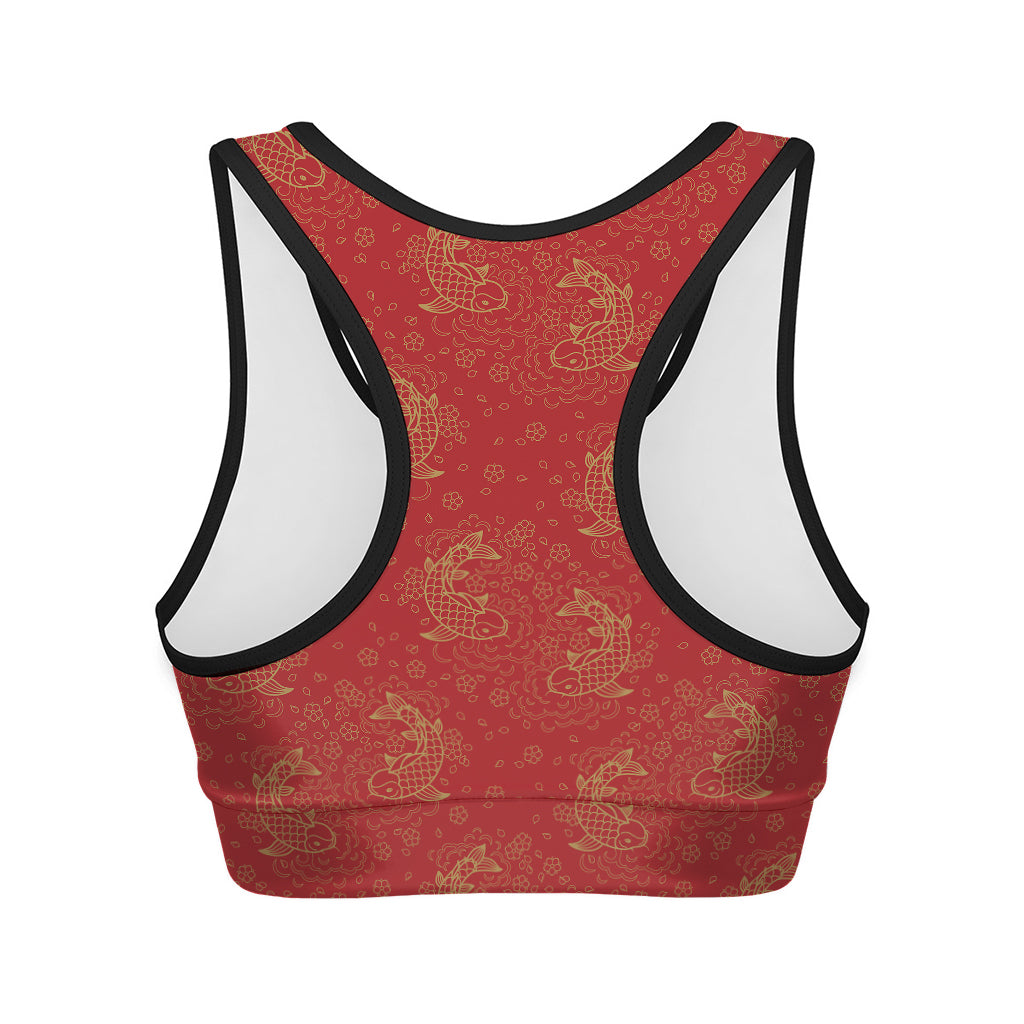 Chinese Koi Fish Pattern Print Women's Sports Bra