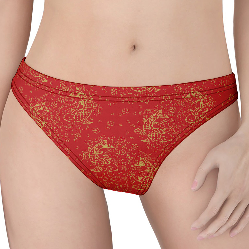 Chinese Koi Fish Pattern Print Women's Thong