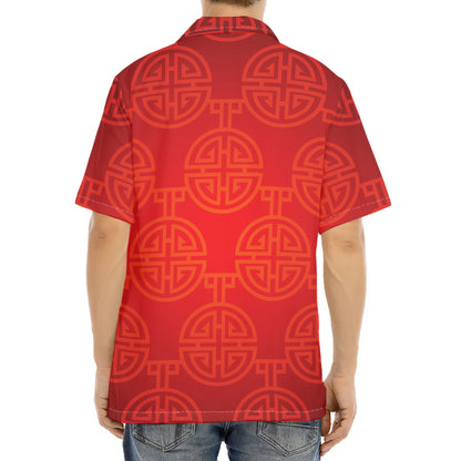 Chinese Lu Symbol Pattern Print Aloha Shirt