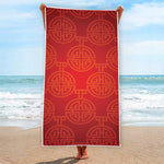 Chinese Lu Symbol Pattern Print Beach Towel