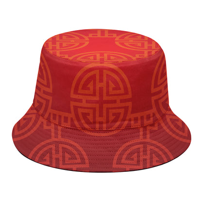 Chinese Lu Symbol Pattern Print Bucket Hat