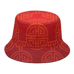 Chinese Lu Symbol Pattern Print Bucket Hat