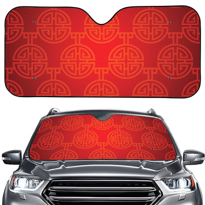 Chinese Lu Symbol Pattern Print Car Windshield Sun Shade