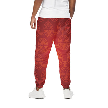 Chinese Lu Symbol Pattern Print Cotton Pants