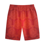 Chinese Lu Symbol Pattern Print Cotton Shorts