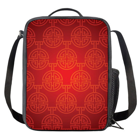 Chinese Lu Symbol Pattern Print Crossbody Lunch Bag