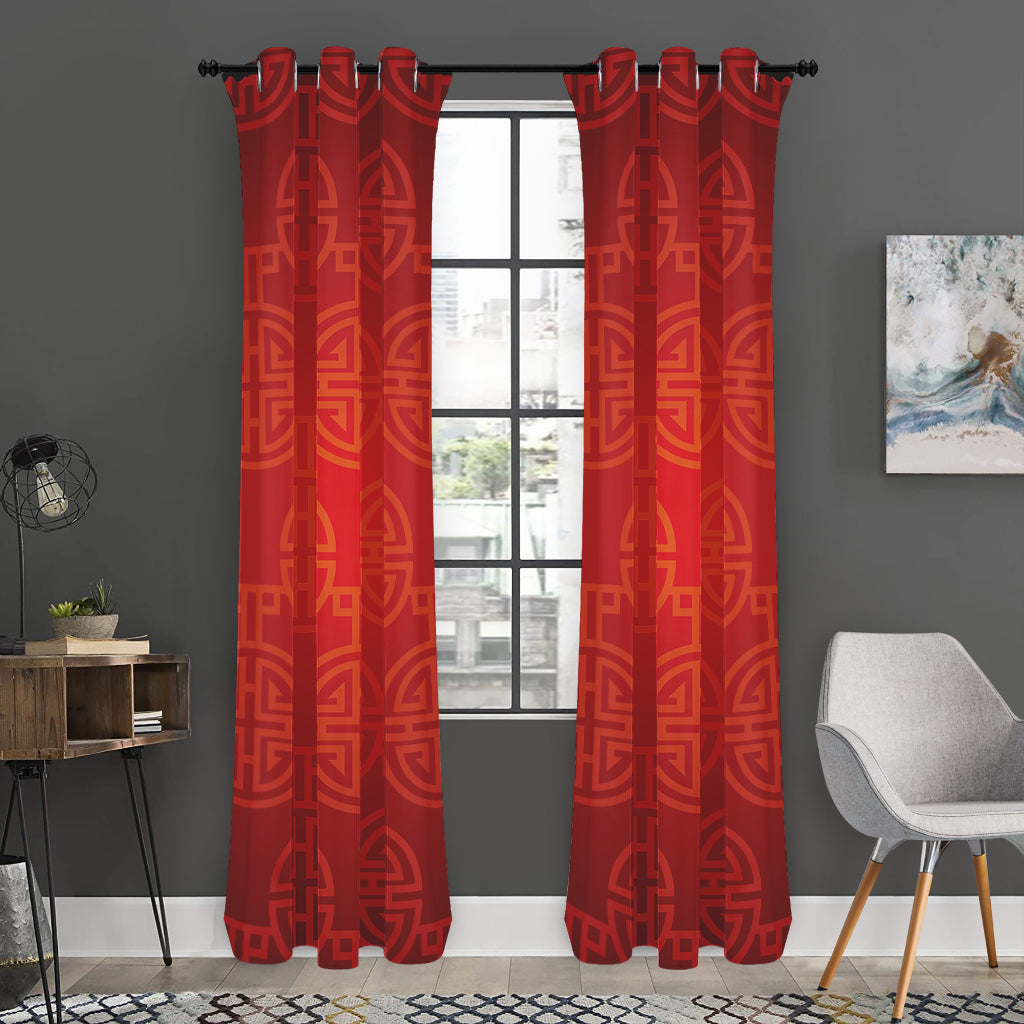 Chinese Lu Symbol Pattern Print Curtain