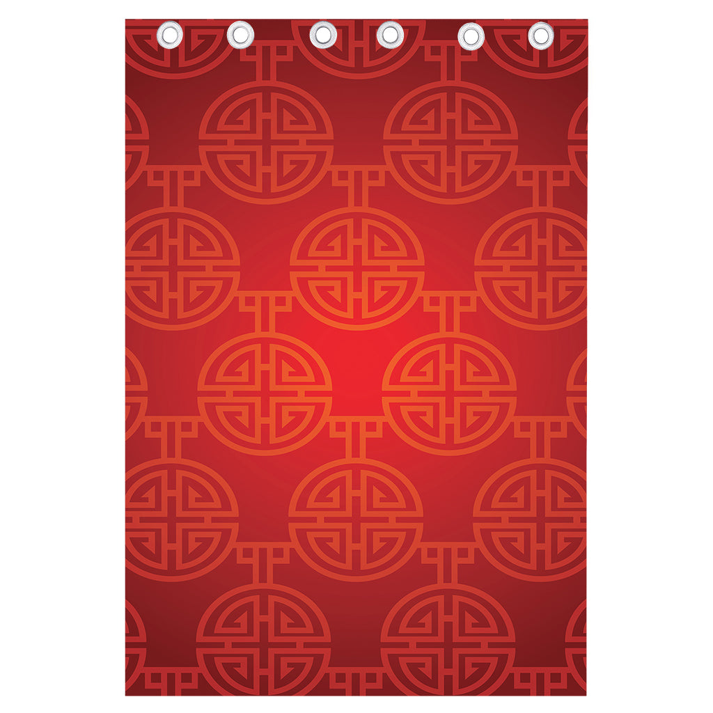 Chinese Lu Symbol Pattern Print Curtain