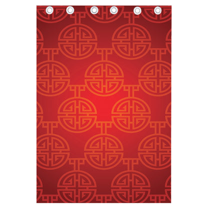 Chinese Lu Symbol Pattern Print Curtain