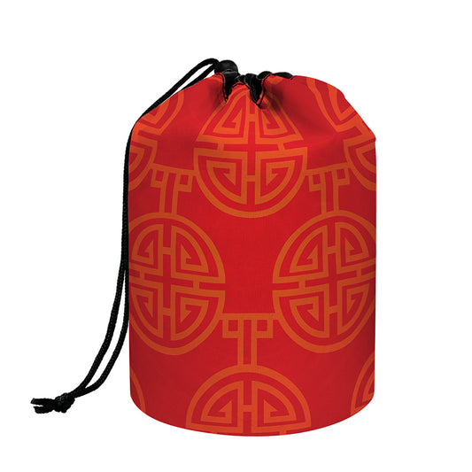 Chinese Lu Symbol Pattern Print Drawstring Makeup Bag