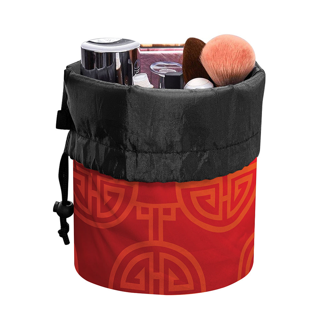 Chinese Lu Symbol Pattern Print Drawstring Makeup Bag