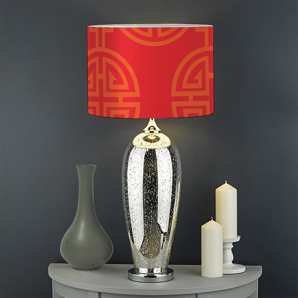 Chinese Lu Symbol Pattern Print Drum Lamp Shade