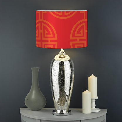 Chinese Lu Symbol Pattern Print Drum Lamp Shade