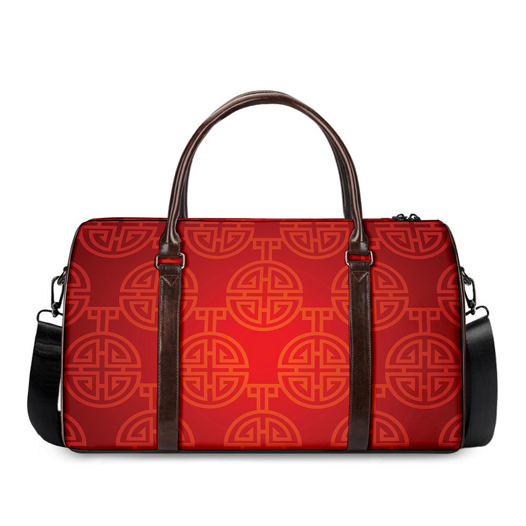 Chinese Lu Symbol Pattern Print Duffle Bag