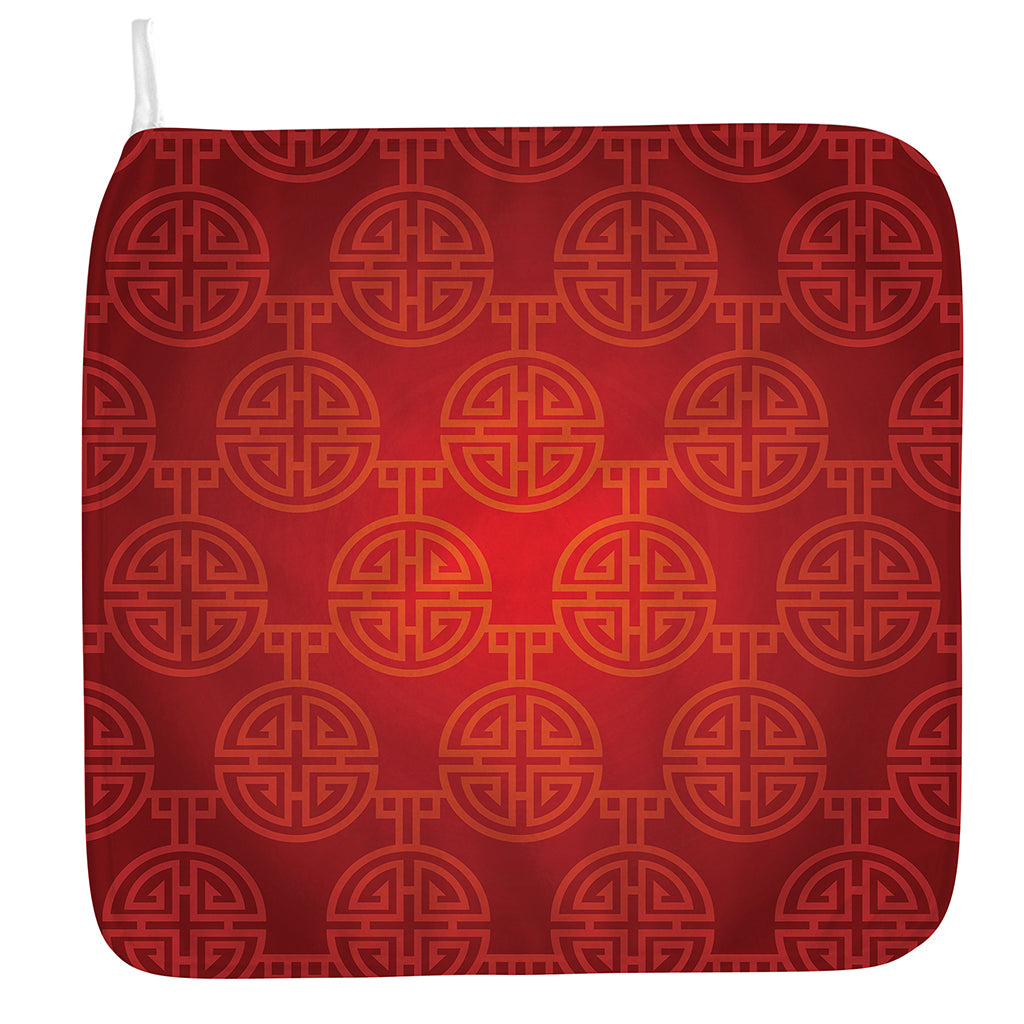 Chinese Lu Symbol Pattern Print Hand Towel