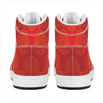 Chinese Lu Symbol Pattern Print High Top Leather Sneakers