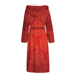 Chinese Lu Symbol Pattern Print Hooded Bathrobe