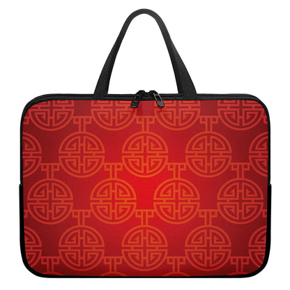 Chinese Lu Symbol Pattern Print Laptop Sleeve With Handle