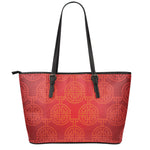 Chinese Lu Symbol Pattern Print Leather Tote Bag