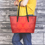 Chinese Lu Symbol Pattern Print Leather Tote Bag