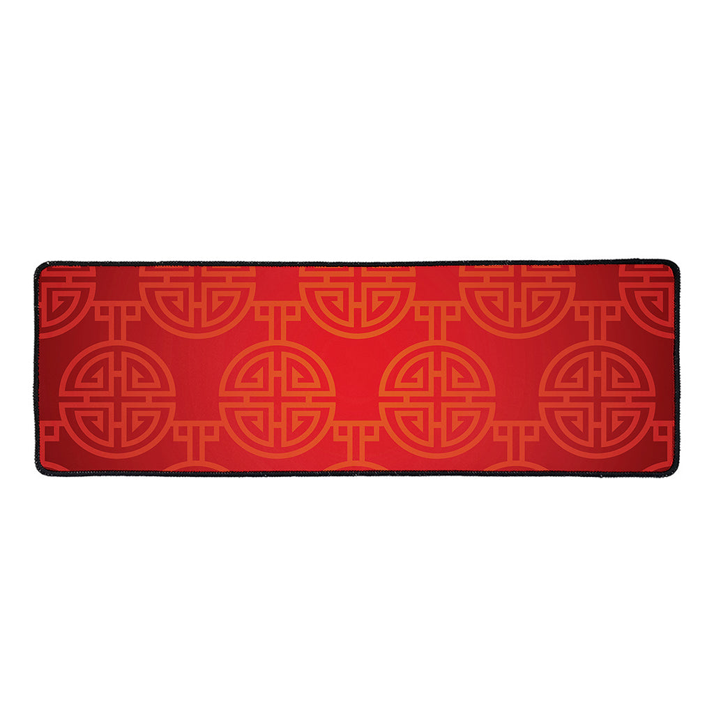 Chinese Lu Symbol Pattern Print Long Kitchen Mat