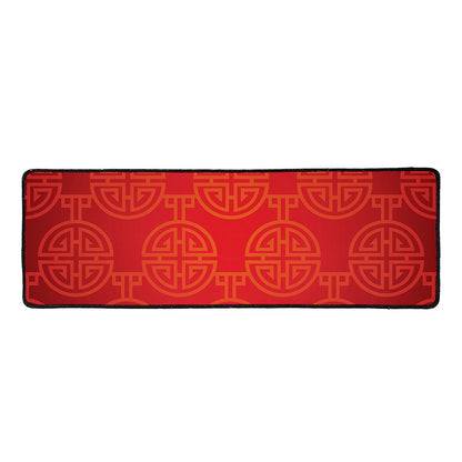 Chinese Lu Symbol Pattern Print Long Kitchen Mat