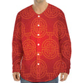 Chinese Lu Symbol Pattern Print Long Sleeve Baseball Jersey