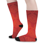 Chinese Lu Symbol Pattern Print Long Socks