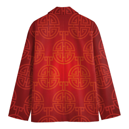 Chinese Lu Symbol Pattern Print Men's Blazer