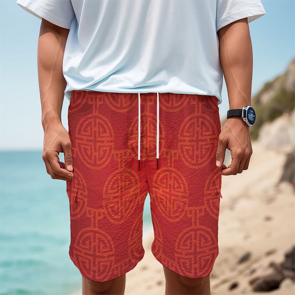 Chinese Lu Symbol Pattern Print Men's Cargo Shorts