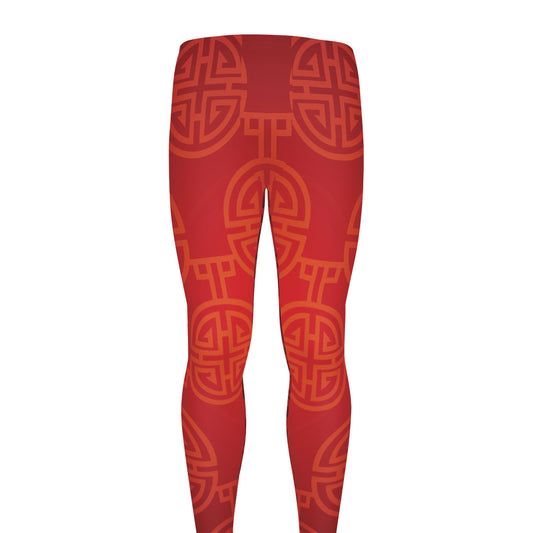 Chinese Lu Symbol Pattern Print Men's leggings