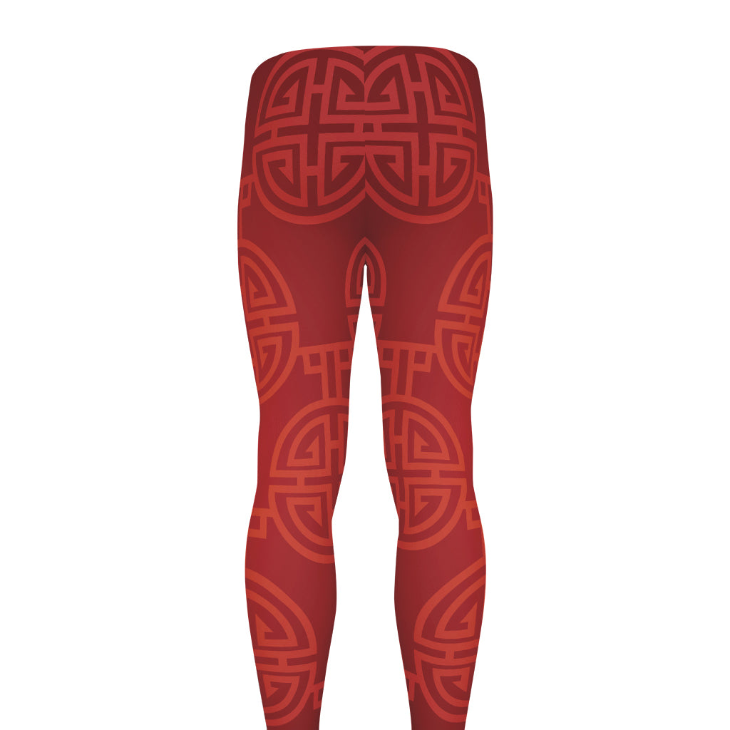Chinese Lu Symbol Pattern Print Men's leggings