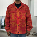Chinese Lu Symbol Pattern Print Men's Shirt Jacket