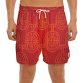Chinese Lu Symbol Pattern Print Men's Split Running Shorts