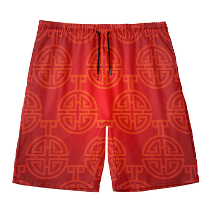 Chinese Lu Symbol Pattern Print Men's Swim Trunks