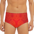Chinese Lu Symbol Pattern Print Men's Triangle Swim Briefs