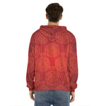 Chinese Lu Symbol Pattern Print Men's Velvet Pullover Hoodie