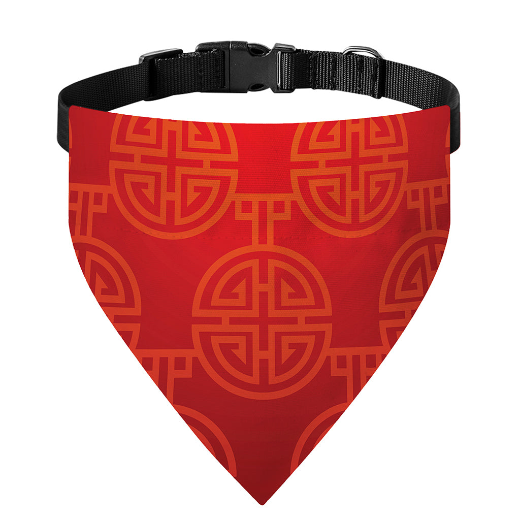 Chinese Lu Symbol Pattern Print Over The Collar Dog Bandana