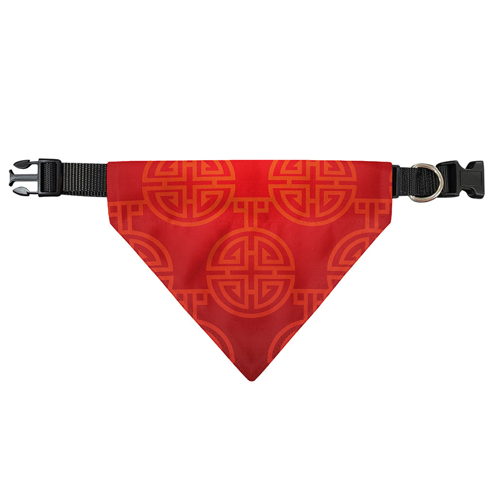 Chinese Lu Symbol Pattern Print Over The Collar Dog Bandana