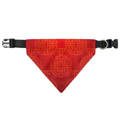 Chinese Lu Symbol Pattern Print Over The Collar Dog Bandana