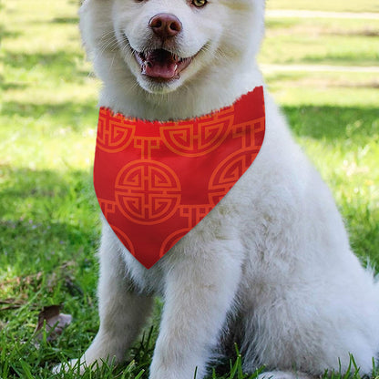 Chinese Lu Symbol Pattern Print Over The Collar Dog Bandana