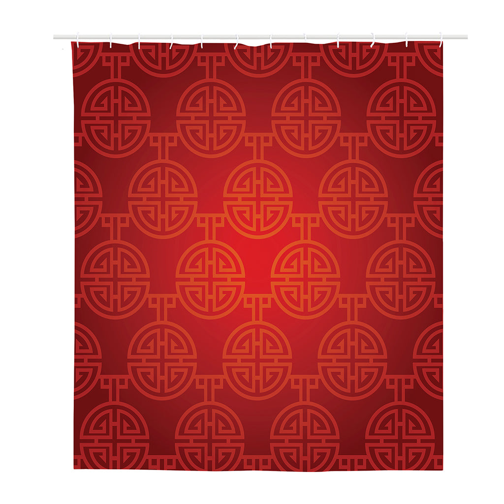 Chinese Lu Symbol Pattern Print Polyester Shower Curtain