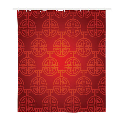 Chinese Lu Symbol Pattern Print Polyester Shower Curtain