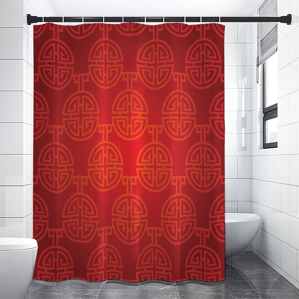 Chinese Lu Symbol Pattern Print Premium Shower Curtain