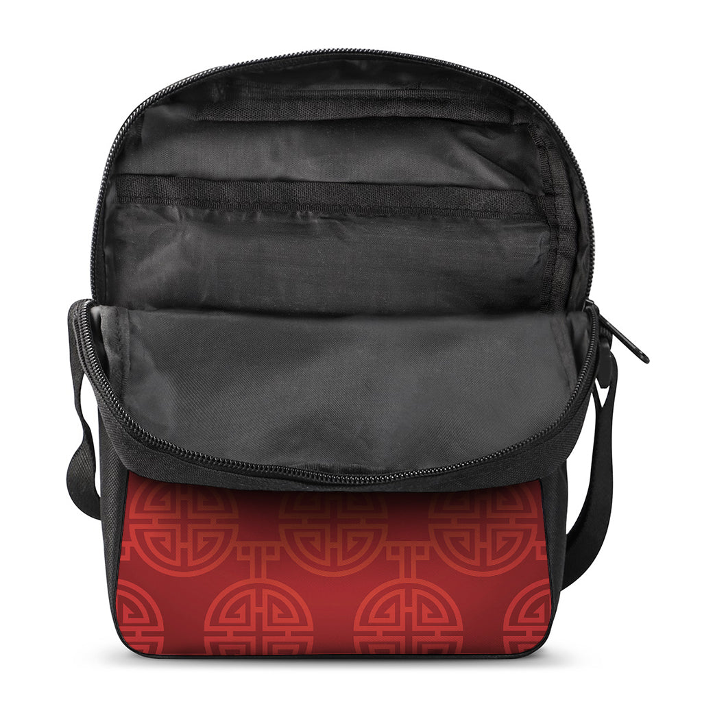 Chinese Lu Symbol Pattern Print Rectangular Crossbody Bag