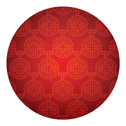 Chinese Lu Symbol Pattern Print Round Blanket
