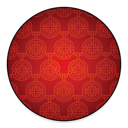 Chinese Lu Symbol Pattern Print Round Floor Mat