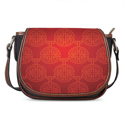 Chinese Lu Symbol Pattern Print Saddle Bag